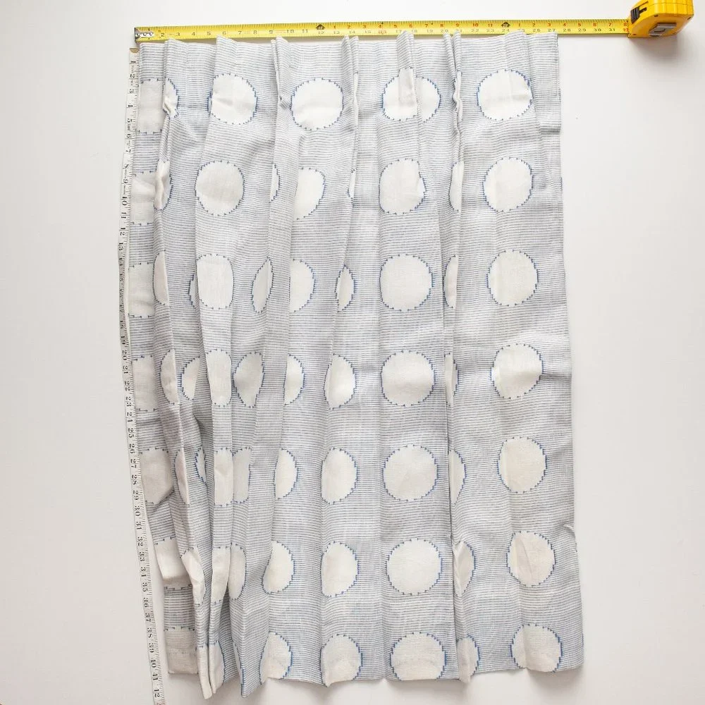 2 Pinch Pleated Curtain Panels Drapes Polka Dot Pattern w Hooks 27x41 Blue White - Picture 2 of 10